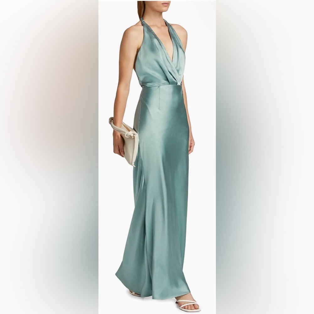 Elliatt Zinnia Satin Backless Halter Maxi Dress NWT Size L